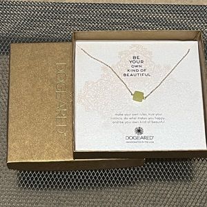 New Dogeared jade necklace gold chain gem be your own kind of beautiful 18” box